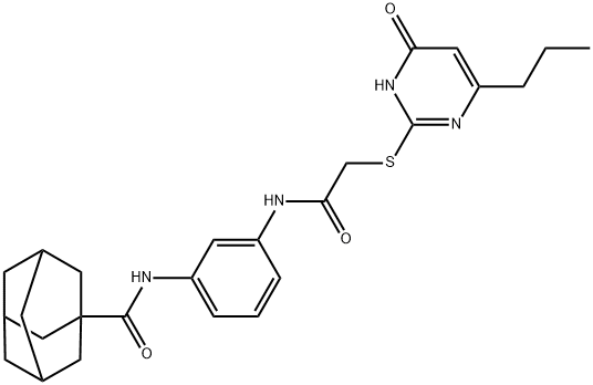 N-[3-({[(4-hydroxy-6-propylpyrimidin-2-yl)sulfanyl]acetyl}amino)phenyl]tricyclo[3.3.1.1~3,7~]decane-1-carboxamide Struktur