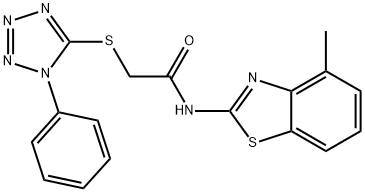 N-(4-methyl-1,3-benzothiazol-2-yl)-2-[(1-phenyl-1H-tetrazol-5-yl)sulfanyl]acetamide Struktur