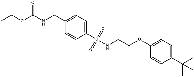 ethyl (4-{[2-(4-tert-butylphenoxy)ethyl]sulfamoyl}benzyl)carbamate Struktur