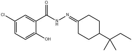 5-chloro-2-hydroxy-N'-(4-(tert-pentyl)cyclohexylidene)benzohydrazide Struktur