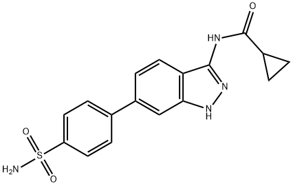 N-[6-[4-(aminosulfonyl)phenyl]-1H-indazol-3-yl]cyclopropanecarboxamide Struktur