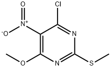 4-chloro-6-methoxy-2-(methylthio)-5-nitropyrimidine Struktur