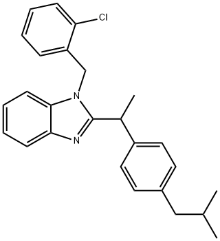 1-(2-chlorobenzyl)-2-{1-[4-(2-methylpropyl)phenyl]ethyl}-1H-benzimidazole Struktur