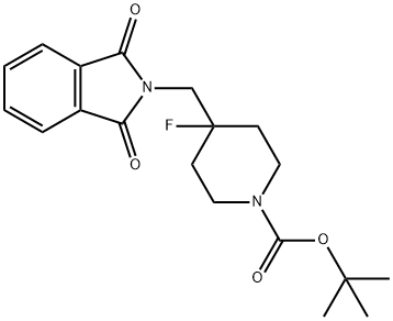 tert-butyl 4-((1,3-dioxoisoindolin-2-yl)methyl)-4-fluoropiperidine-1-carboxylate Struktur