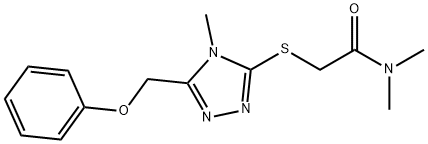 N,N-dimethyl-2-{[4-methyl-5-(phenoxymethyl)-4H-1,2,4-triazol-3-yl]sulfanyl}acetamide Struktur