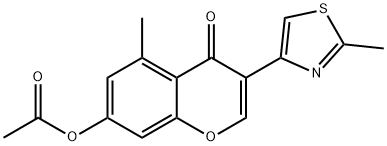 5-methyl-3-(2-methylthiazol-4-yl)-4-oxo-4H-chromen-7-yl acetate Struktur