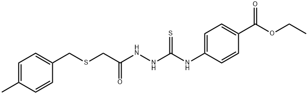 ethyl 4-(2-(2-((4-methylbenzyl)thio)acetyl)hydrazinecarbothioamido)benzoate Struktur