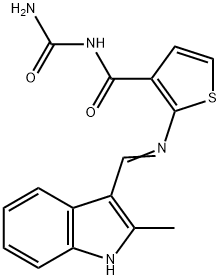 (E)-N-carbamoyl-2-(((2-methyl-1H-indol-3-yl)methylene)amino)thiophene-3-carboxamide Struktur