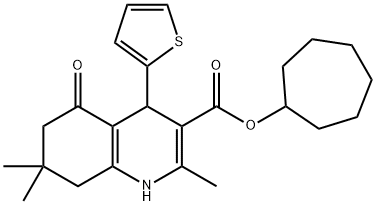 cycloheptyl 2,7,7-trimethyl-5-oxo-4-(thiophen-2-yl)-1,4,5,6,7,8-hexahydroquinoline-3-carboxylate Struktur