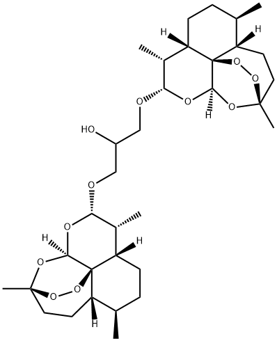 2-Propanol, 1,3-bis[[(3R,5aS,6R,8aS,9R,10S,12R,12aR)-decahydro-3,6,9-trimethyl-3,12-epoxy-12H-pyrano[4,3-j]-1,2-benzodioxepin-10-yl]oxy]- Struktur