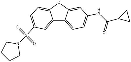 N-[8-(pyrrolidin-1-ylsulfonyl)dibenzo[b,d]furan-3-yl]cyclopropanecarboxamide Struktur