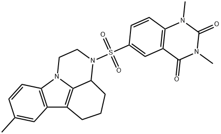 1,3-dimethyl-6-[(8-methyl-1,2,3a,4,5,6-hexahydro-3H-pyrazino[3,2,1-jk]carbazol-3-yl)sulfonyl]quinazoline-2,4(1H,3H)-dione Struktur