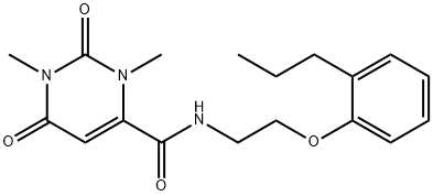 1,3-dimethyl-2,6-dioxo-N-[2-(2-propylphenoxy)ethyl]-1,2,3,6-tetrahydropyrimidine-4-carboxamide Struktur