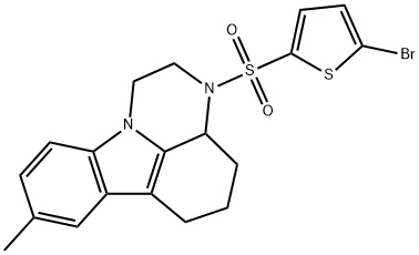 3-((5-bromothiophen-2-yl)sulfonyl)-8-methyl-2,3,3a,4,5,6-hexahydro-1H-pyrazino[3,2,1-jk]carbazole Struktur