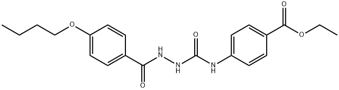 ethyl 4-(2-(4-butoxybenzoyl)hydrazinecarboxamido)benzoate Struktur