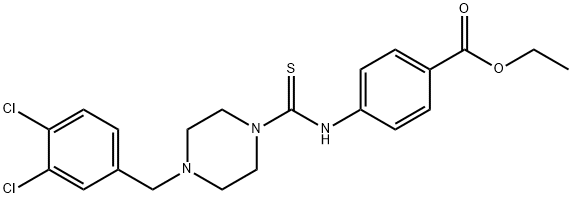 ethyl 4-(4-(3,4-dichlorobenzyl)piperazine-1-carbothioamido)benzoate Struktur