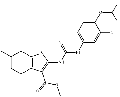 methyl 2-(3-(3-chloro-4-(difluoromethoxy)phenyl)thioureido)-6-methyl-4,5,6,7-tetrahydrobenzo[b]thiophene-3-carboxylate Struktur