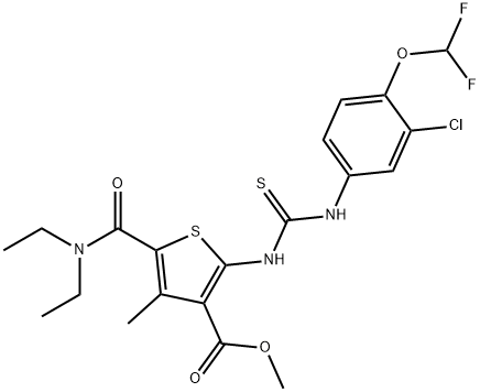 methyl 2-(3-(3-chloro-4-(difluoromethoxy)phenyl)thioureido)-5-(diethylcarbamoyl)-4-methylthiophene-3-carboxylate Struktur