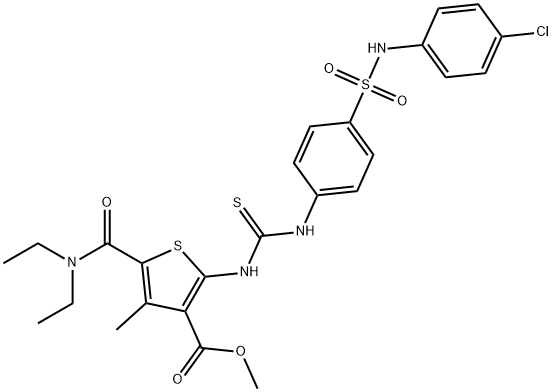 methyl 2-(3-(4-(N-(4-chlorophenyl)sulfamoyl)phenyl)thioureido)-5-(diethylcarbamoyl)-4-methylthiophene-3-carboxylate Struktur