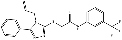 2-{[5-phenyl-4-(prop-2-en-1-yl)-4H-1,2,4-triazol-3-yl]sulfanyl}-N-[3-(trifluoromethyl)phenyl]acetamide Struktur