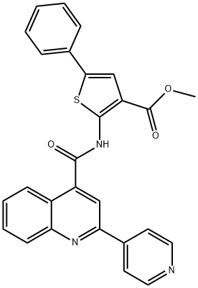 methyl 5-phenyl-2-(2-(pyridin-4-yl)quinoline-4-carboxamido)thiophene-3-carboxylate Struktur