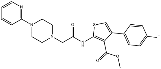 methyl 4-(4-fluorophenyl)-2-(2-(4-(pyridin-2-yl)piperazin-1-yl)acetamido)thiophene-3-carboxylate Struktur