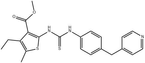 methyl 4-ethyl-5-methyl-2-(3-(4-(pyridin-4-ylmethyl)phenyl)thioureido)thiophene-3-carboxylate Struktur