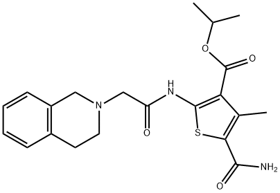 isopropyl 5-carbamoyl-2-(2-(3,4-dihydroisoquinolin-2(1H)-yl)acetamido)-4-methylthiophene-3-carboxylate Struktur