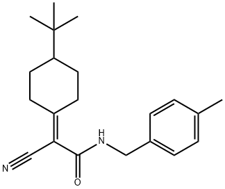 2-(4-(tert-butyl)cyclohexylidene)-2-cyano-N-(4-methylbenzyl)acetamide Struktur