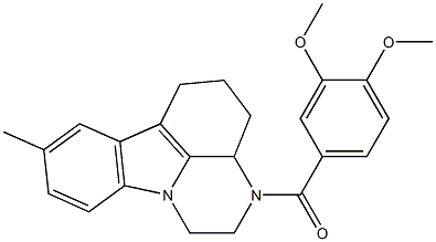 (3,4-dimethoxyphenyl)(8-methyl-3a,4,5,6-tetrahydro-1H-pyrazino[3,2,1-jk]carbazol-3(2H)-yl)methanone Struktur