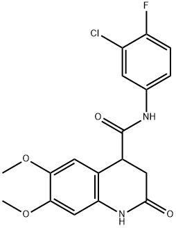 N-(3-chloro-4-fluorophenyl)-6,7-dimethoxy-2-oxo-1,2,3,4-tetrahydroquinoline-4-carboxamide Struktur