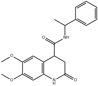 6,7-dimethoxy-2-oxo-N-(1-phenylethyl)-1,2,3,4-tetrahydroquinoline-4-carboxamide Struktur