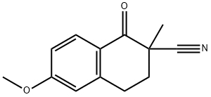 6-Methoxy-2-methyl-1-oxo-1,2,3,4-tetrahydronaphthalene-2-carbonitrile Struktur