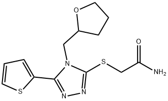 2-{[4-(tetrahydro-2-furanylmethyl)-5-(2-thienyl)-4H-1,2,4-triazol-3-yl]thio}acetamide Struktur