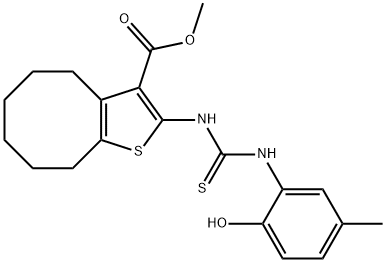 methyl 2-(3-(2-hydroxy-5-methylphenyl)thioureido)-4,5,6,7,8,9-hexahydrocycloocta[b]thiophene-3-carboxylate Struktur