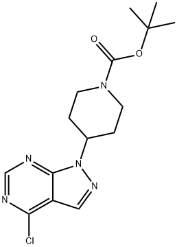 tert-butyl 4-(4-chloro-1H-pyrazolo[3,4-d]pyrimidin-1-yl)piperidine-1-carboxylate Struktur