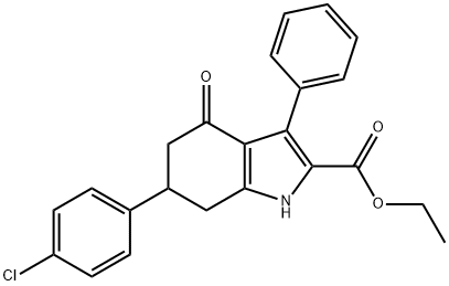 ethyl 6-(4-chlorophenyl)-4-oxo-3-phenyl-4,5,6,7-tetrahydro-1H-indole-2-carboxylate Struktur