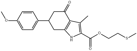 2-(methylthio)ethyl 6-(4-methoxyphenyl)-3-methyl-4-oxo-4,5,6,7-tetrahydro-1H-indole-2-carboxylate Struktur