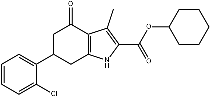 cyclohexyl 6-(2-chlorophenyl)-3-methyl-4-oxo-4,5,6,7-tetrahydro-1H-indole-2-carboxylate Struktur