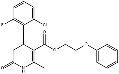 2-phenoxyethyl 4-(2-chloro-6-fluorophenyl)-2-methyl-6-oxo-1,4,5,6-tetrahydropyridine-3-carboxylate Struktur