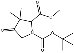 1-tert-butyl 2-methyl 3,3-dimethyl-4-oxopyrrolidine-1,2-dicarboxylate Struktur