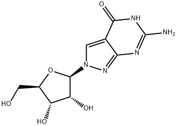 6-Amino-2,5-dihydro-2-(-D-ribofuranosyl)-4H-pyrazolo[3,4-d]pyrimidin-4-one Struktur