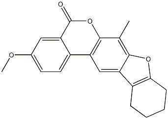 3-methoxy-7-methyl-9,10,11,12-tetrahydro-5H-benzo[c]benzofuro[3,2-g]chromen-5-one Struktur