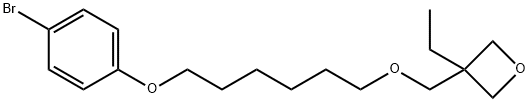 3-(((6-(4-bromophenoxy)hexyl)oxy)methyl)-3-ethyloxetane Struktur