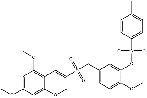 (E)-2-methoxy-5-((2,4,6-trimethoxystyrylsulfonyl)methyl)phenyl 4-methylbenzenesulfonate Struktur