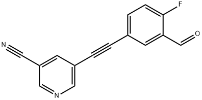 5-((4-Fluoro-3-formylphenyl)ethynyl)nicotinonitrile Struktur