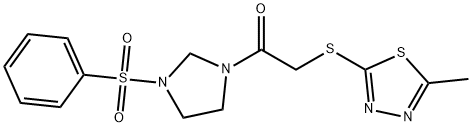 2-[(5-methyl-1,3,4-thiadiazol-2-yl)sulfanyl]-1-[3-(phenylsulfonyl)imidazolidin-1-yl]ethanone Struktur