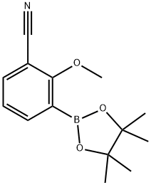 2-methoxy-3-(4,4,5,5-tetramethyl-1,3,2-dioxaborolan-2-yl)benzonitrile Struktur