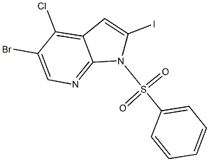 1-Benzenesulfonyl-5-bromo-4-chloro-2-iodo-1H-pyrrolo[2,3-b]pyridine Struktur