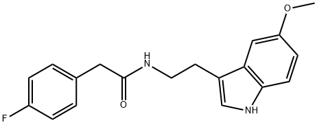 2-(4-fluorophenyl)-N-[2-(5-methoxy-1H-indol-3-yl)ethyl]acetamide Struktur